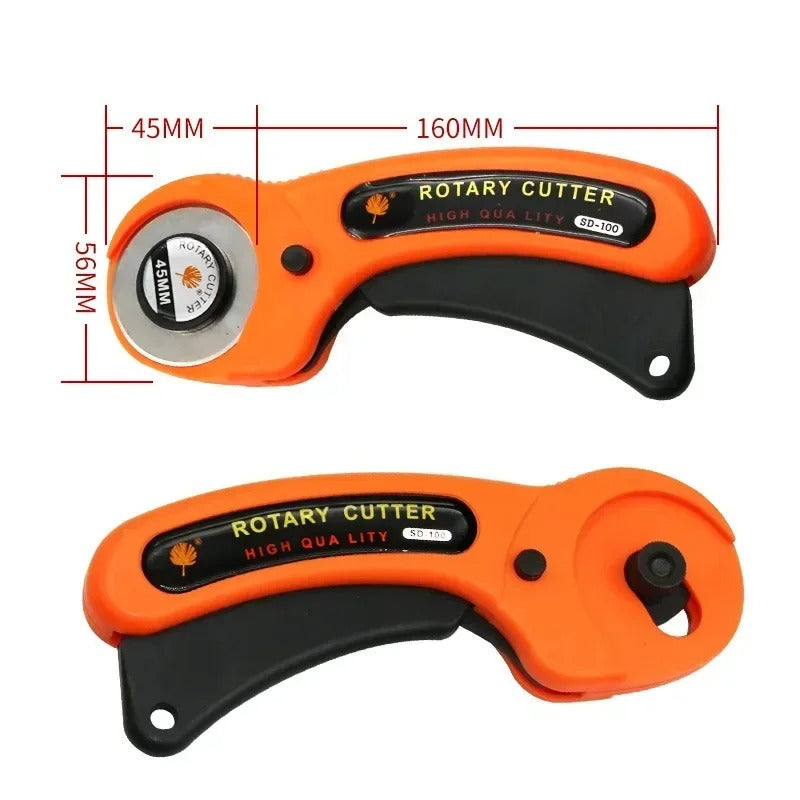 Rotary cutter for leather, 45mm blade, 160mm length, black safety guard