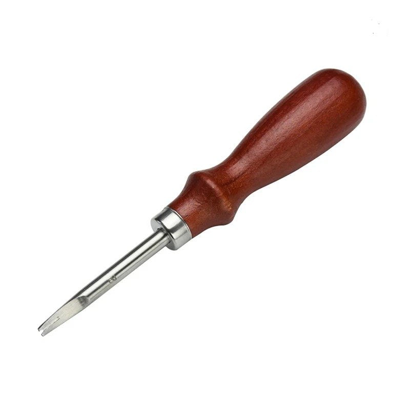 Leather Edge Beveler Tool - Rust-Resistant Alloy Steel Blade, Wooden Handle
