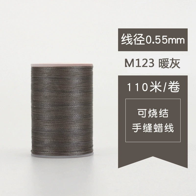 0.55mm waxed leather stitching thread spool, warm grey