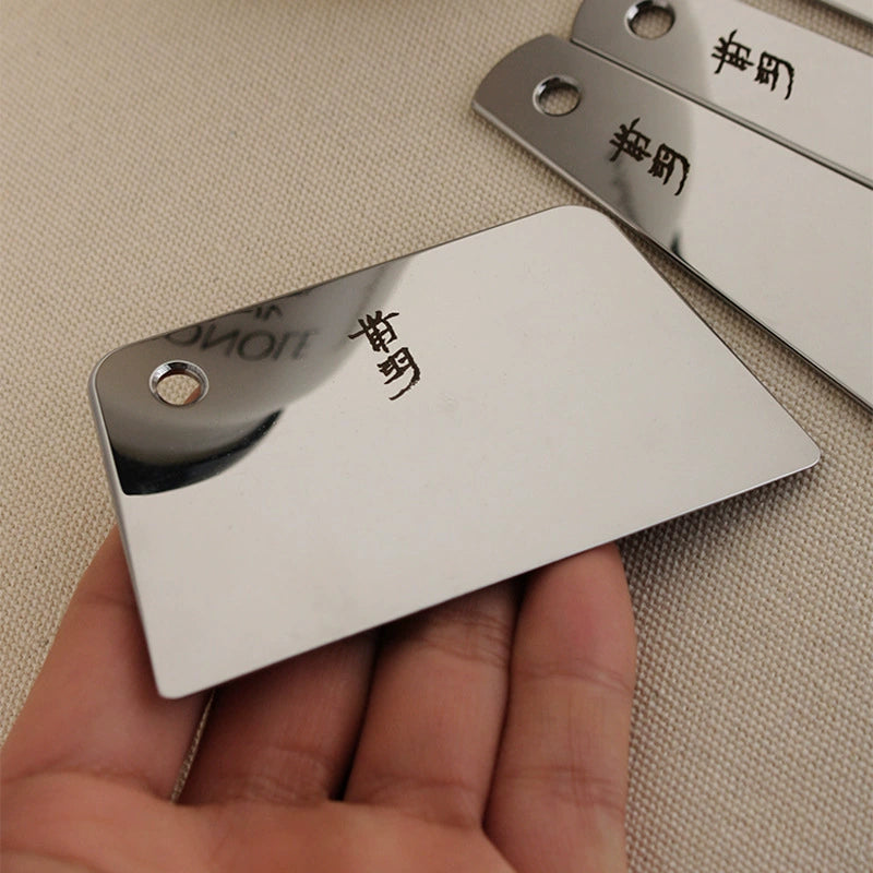 Wide mirror-polished stainless steel glue applicator, rounded end and single hole