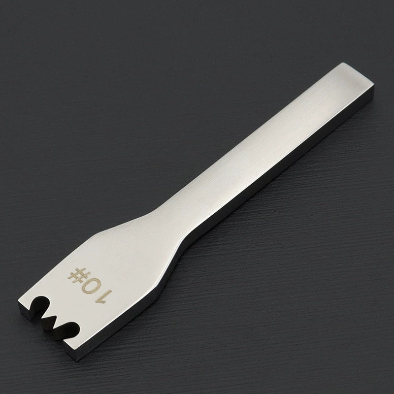 Stainless steel zipper tooth detacher tool for 10# zippers with notched jaws