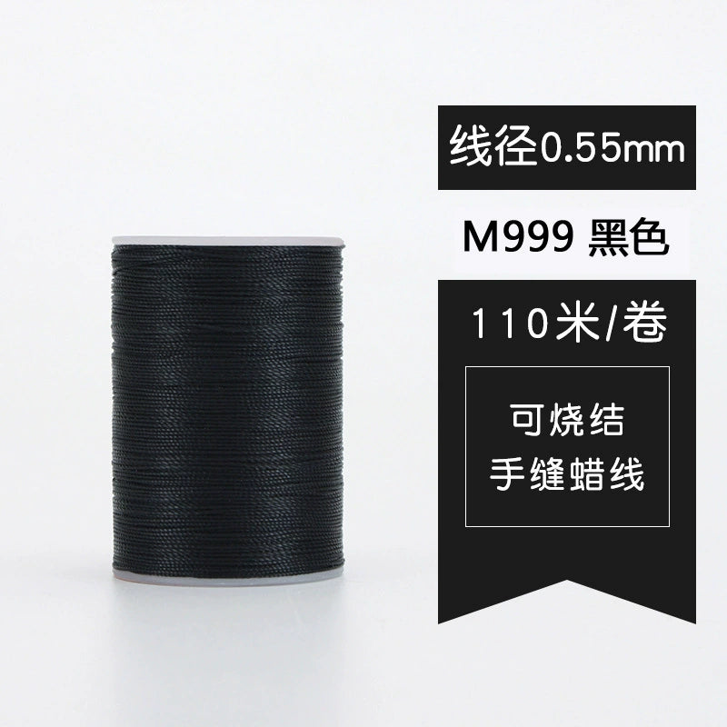 Waxed leather stitching thread spool with black thread