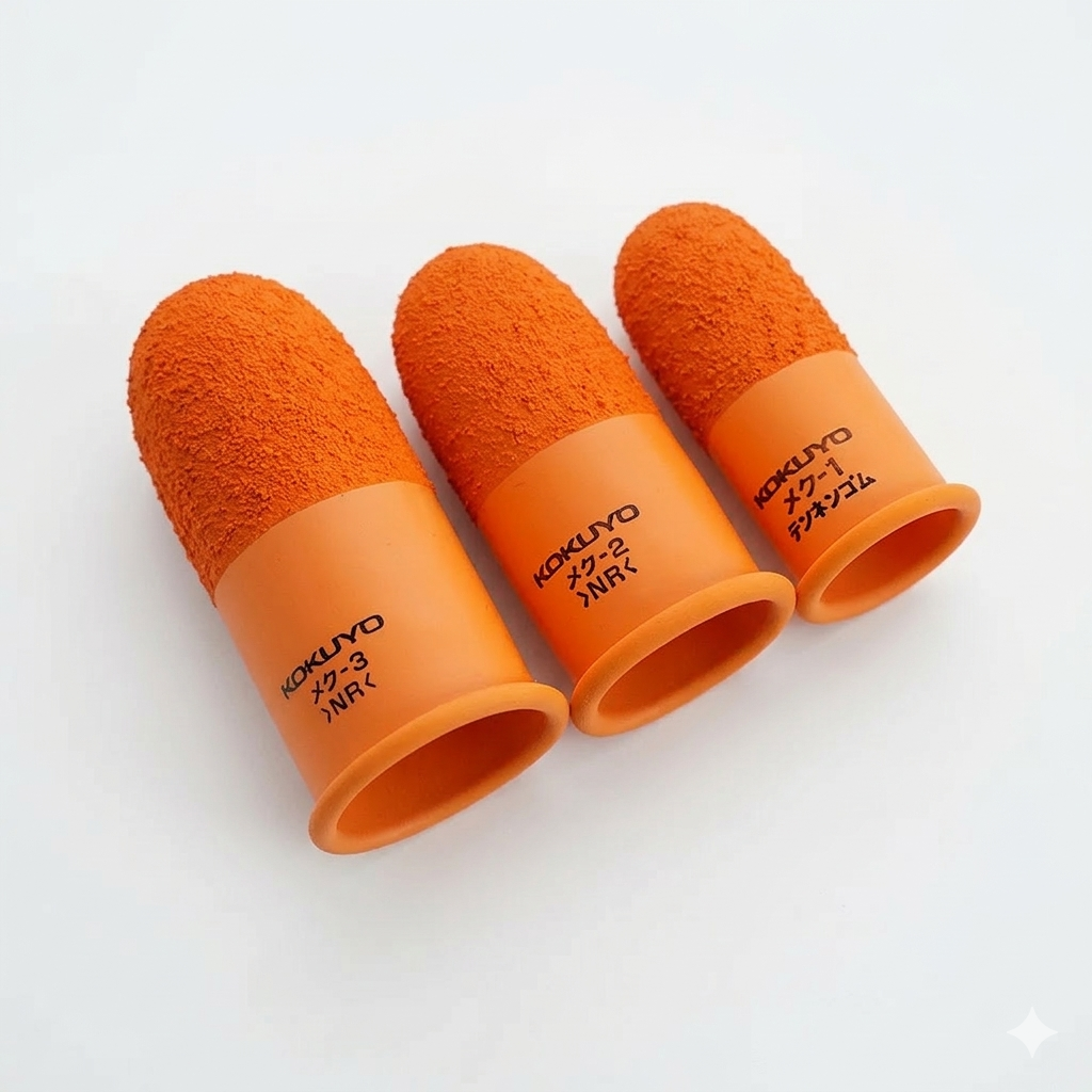 Japanese Kokuyo Orange Finger Guard Set Non-Slip Silicone Protectors for Leathercraft