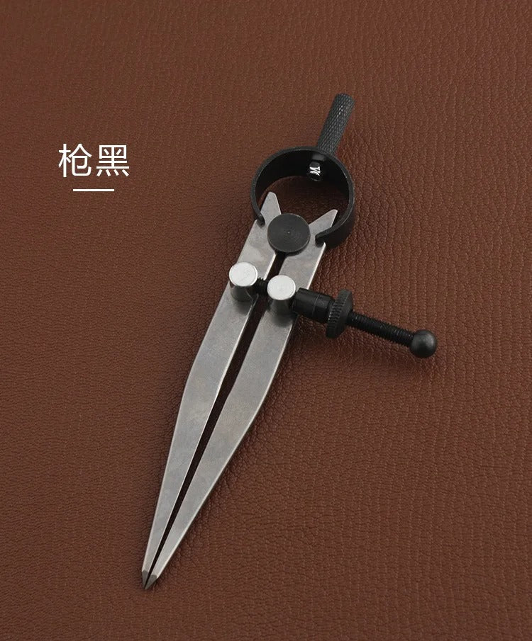 Wing divider tool with lockable adjustment, black clamp and black adjustment handle