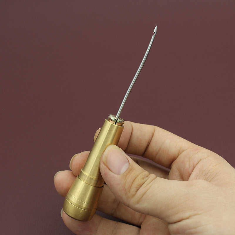 Brass Handle Interchangeable Awl Set – Leather Sewing, Bookbinding & Repair Tool
