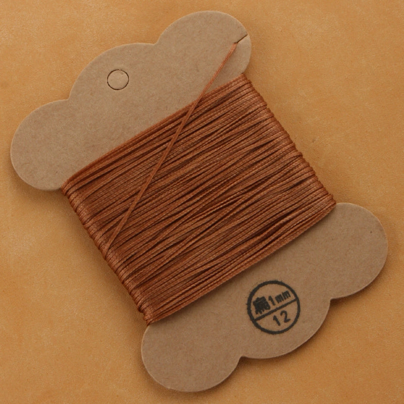 1mm waxed polyester thread spool, rust brown flat thread for leather sewing