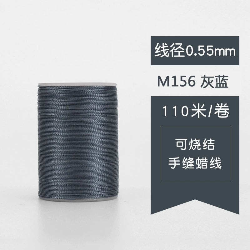 0.55mm waxed leather stitching thread spool, gray blue