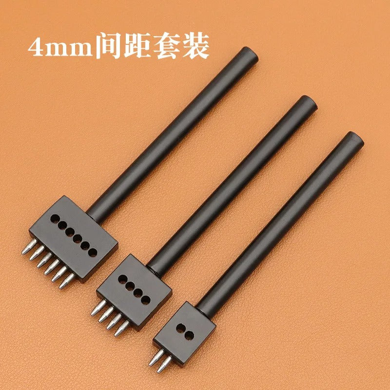 3-piece black punch tool set with 4mm spacing and pin grids for holes