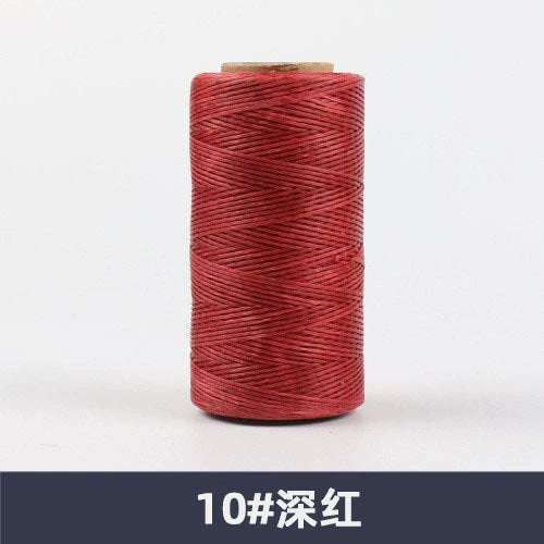 Waxed polyester sewing thread spool, deep red, 150D flat thread