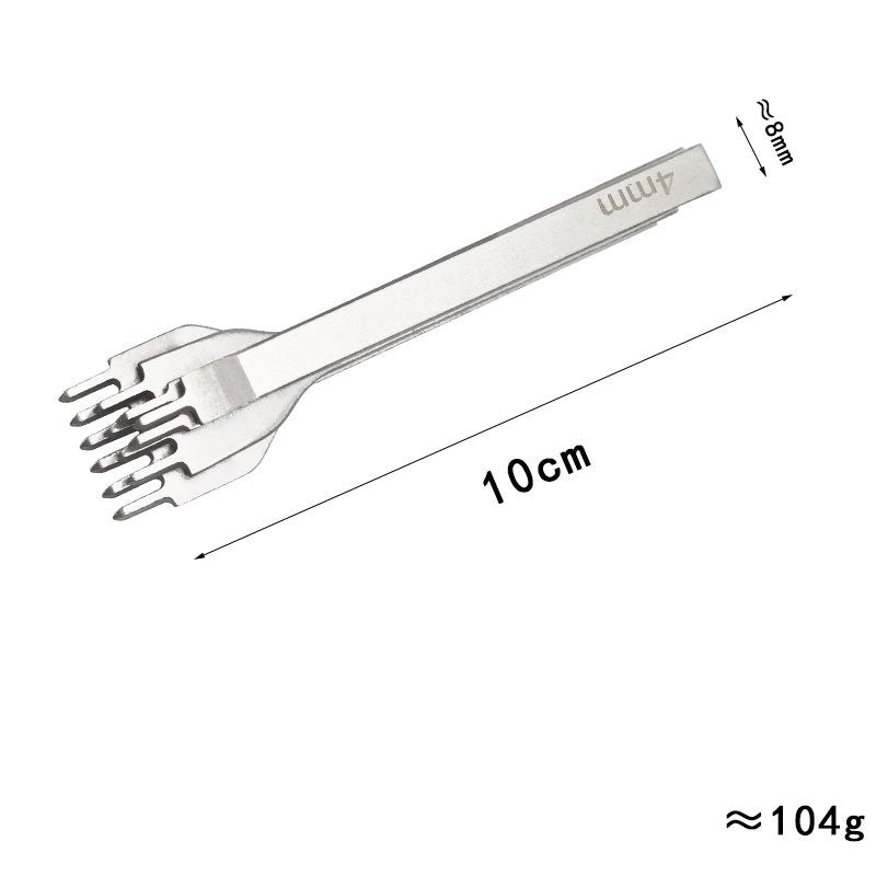 Single leather stitching diamond chisel tool, 10cm length, 5mm prong width