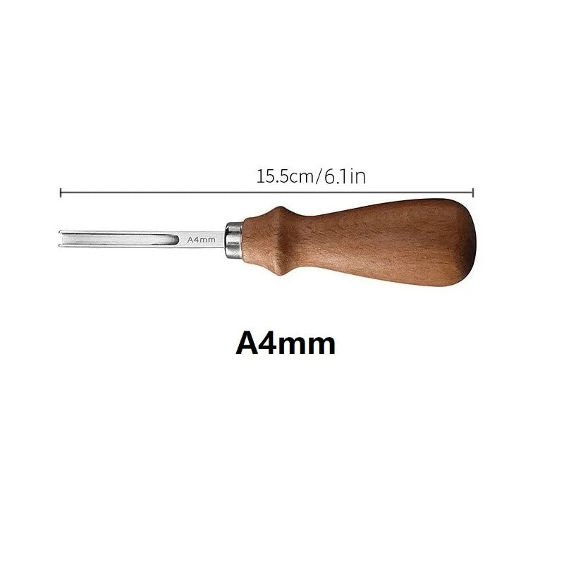 A4mm wide-mouth edge beveler tool with wooden handle and stainless blade