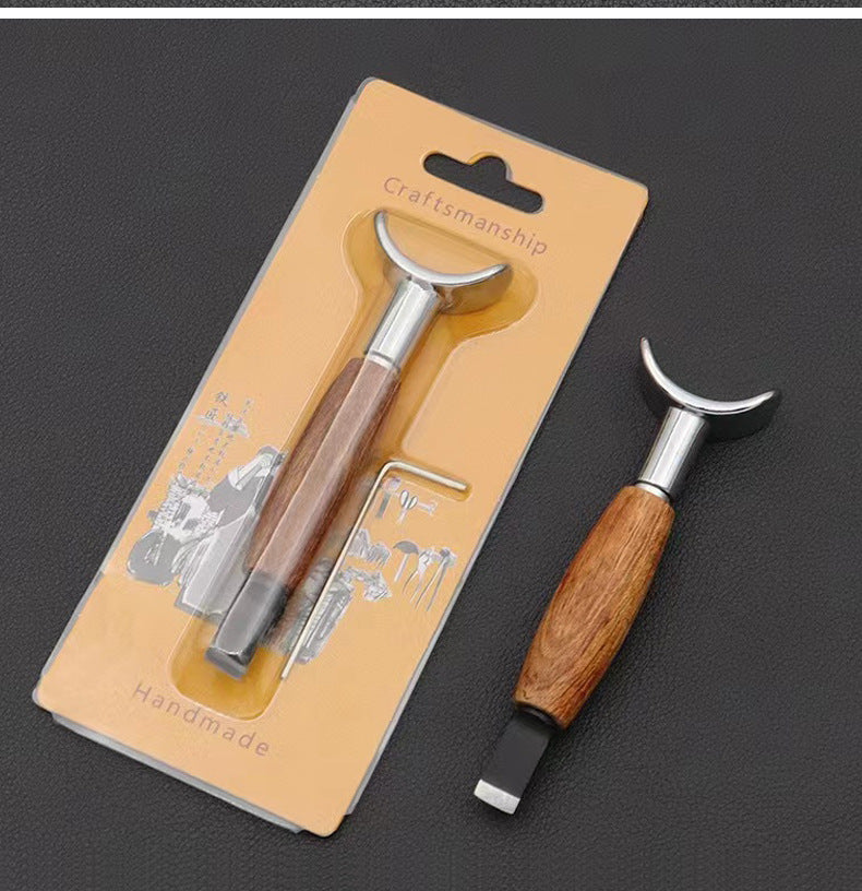 Leather Swivel Knife for Carving & Tooling, Adjustable Height 90-110mm, Rosewood Handle with Chrome Yoke, Replaceable Blade, Hex Key Included