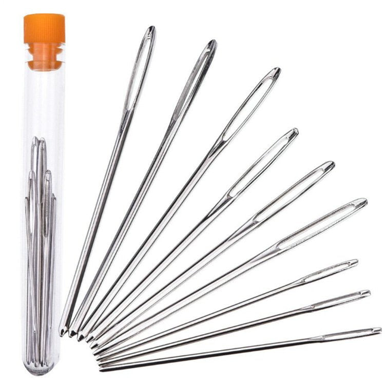 9 Pieces Large Eye Blunt Sewing Needles Set with Storage Bottle