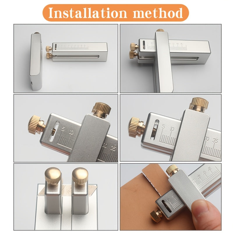 Aluminum leather strap cutter installation steps collage showing tool setup