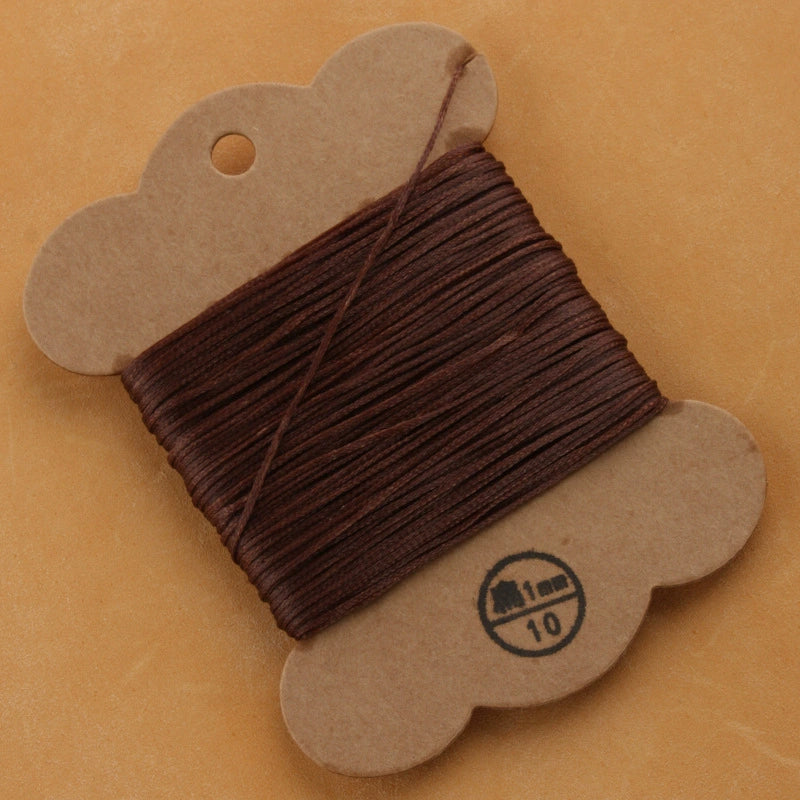 1mm waxed polyester thread spool, dark brown flat thread for leather sewing