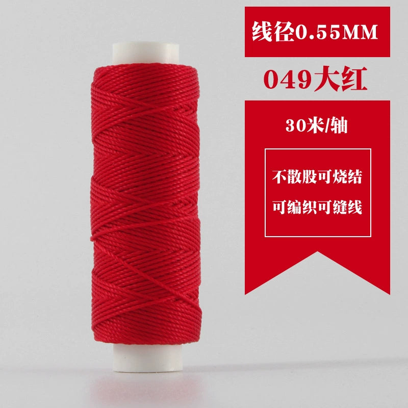 Waxed round thread spool, red, 0.55mm, 30m