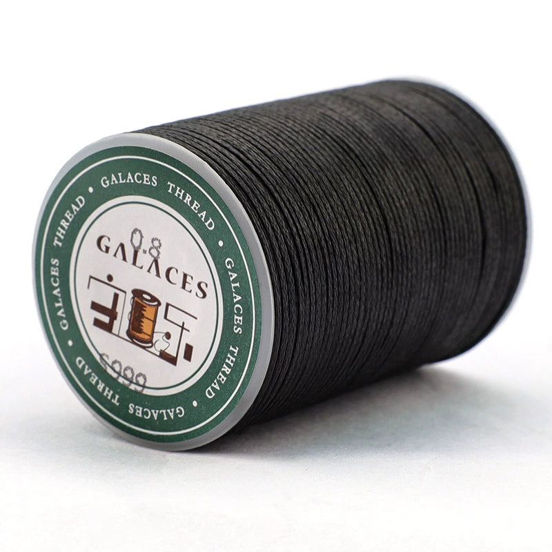 0.8mm waxed thread spool, dark gray-black, Galaces, 90m roll for leather stitching
