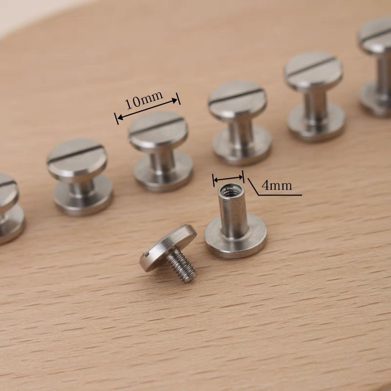 Stainless steel I rivet screws with flat heads, including 4mm and 10mm measures