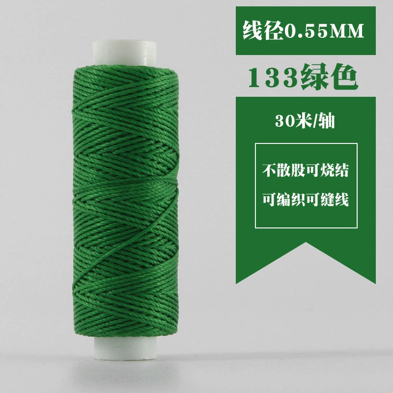 Waxed round thread spool 0.55mm, forest green for hand stitching leather