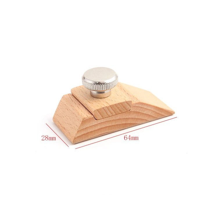 Trapezoid sanding block with silver metal knob and engraved grooves