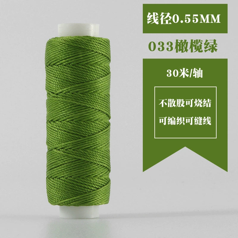 Waxed round thread spool 0.55mm, dark green for hand stitching leather