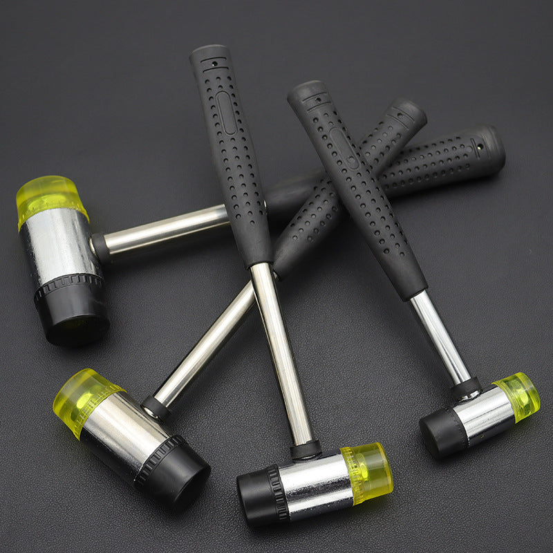 Rubber mounting hammer set with black textured grips and steel handles