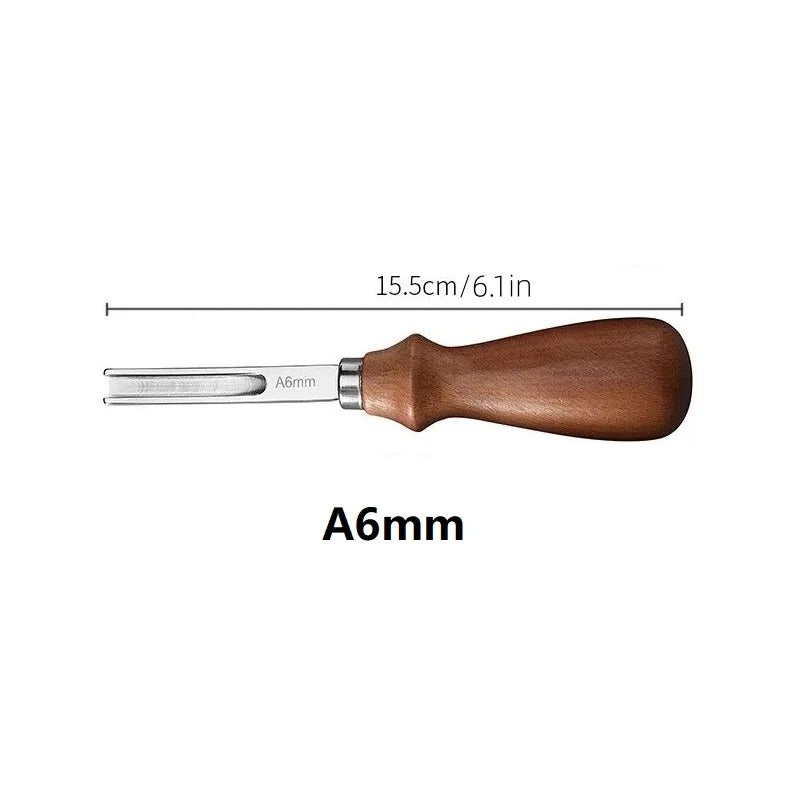 A6mm wide-mouth edge beveler tool with wooden handle and stainless blade