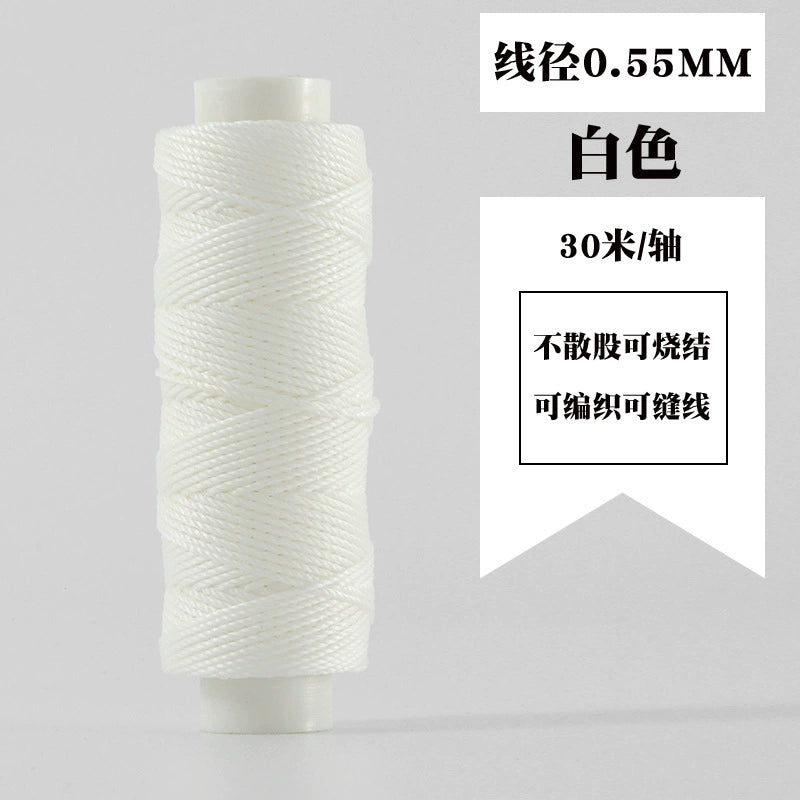 Waxed round thread spool, white