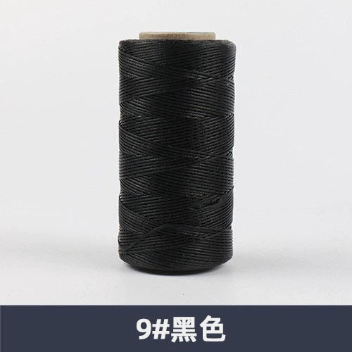 Waxed polyester sewing thread spool, black, flat 150D, 260 m
