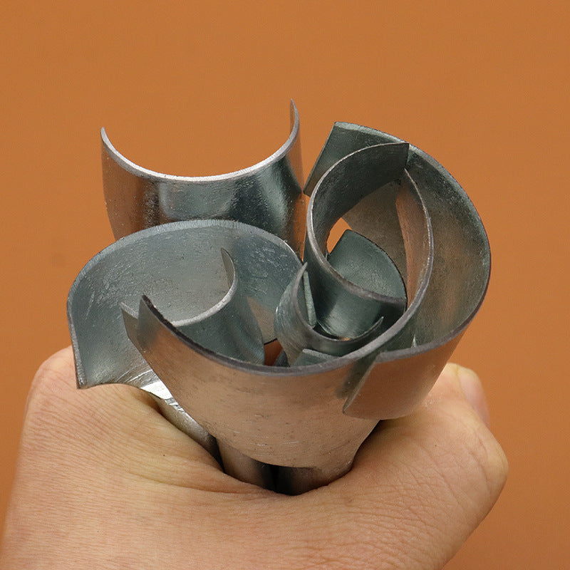 Semicircle leather punch dies held in hand, silver metal C-shaped cutters