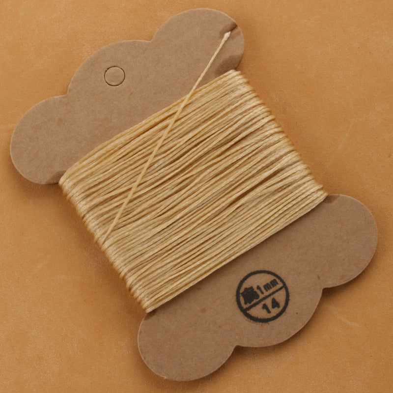 1mm waxed polyester thread spool, light cream flat thread for leather sewing