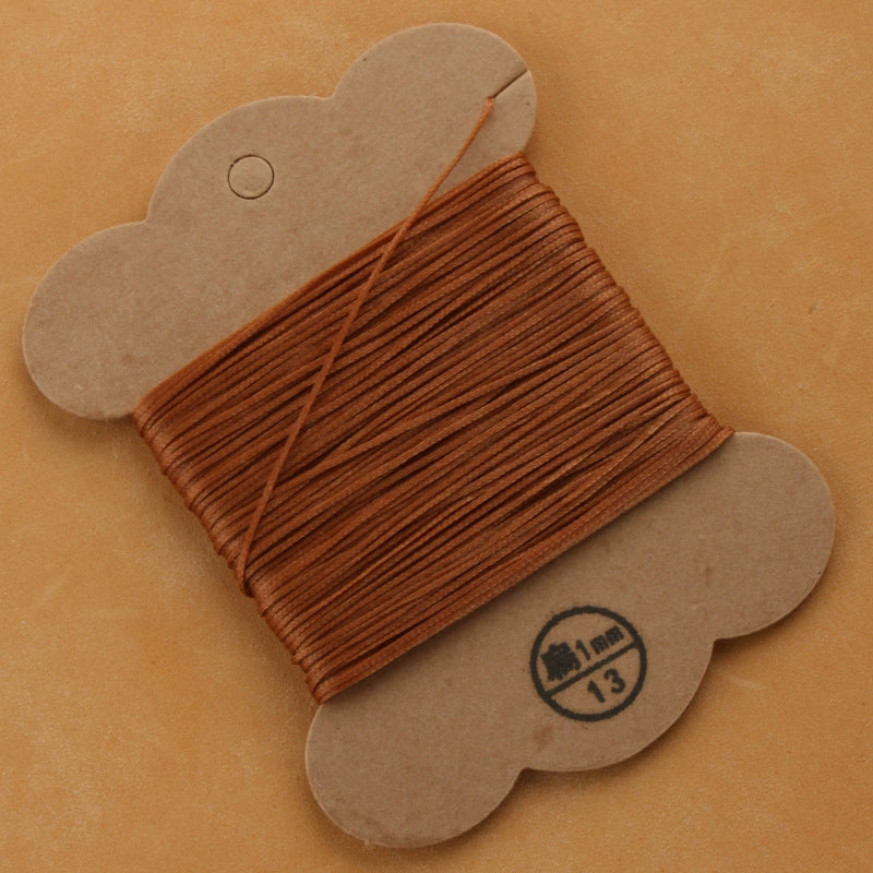 1mm waxed polyester thread spool, warm brown flat thread for leather sewing