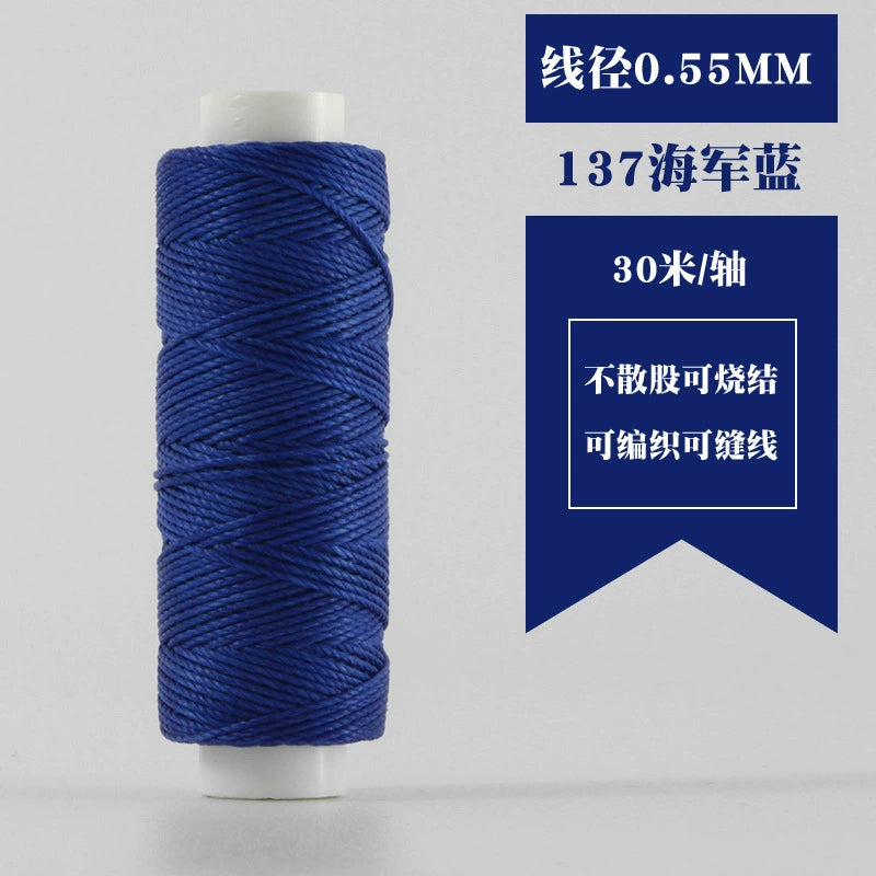 Waxed round thread spool, navy blue, 0.55mm, 30m